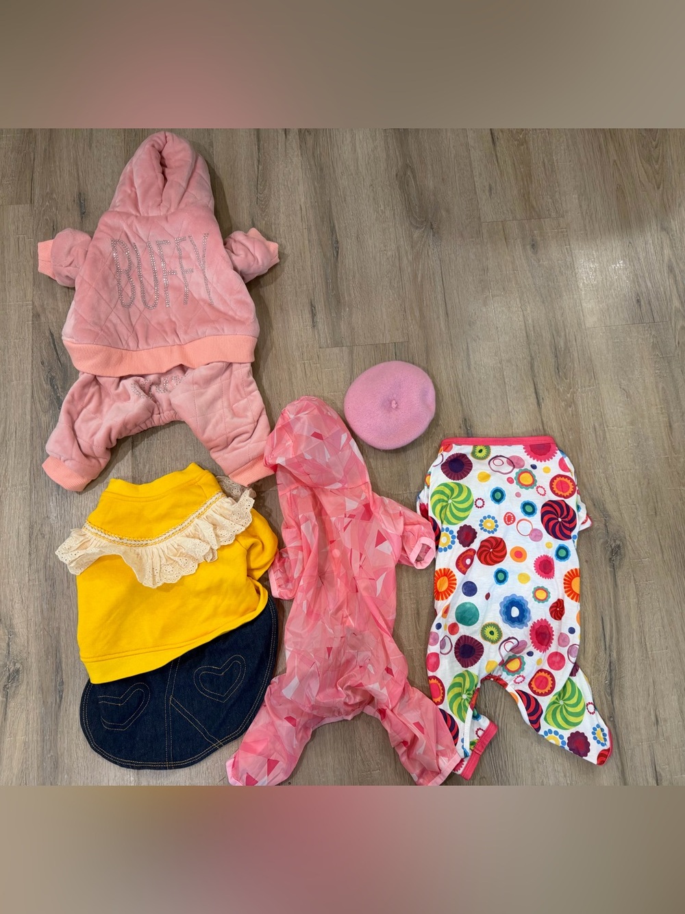Small Dog Clothes Lot 5 Pieces Dresses Jackets Pink Beret Pet Apparel XL